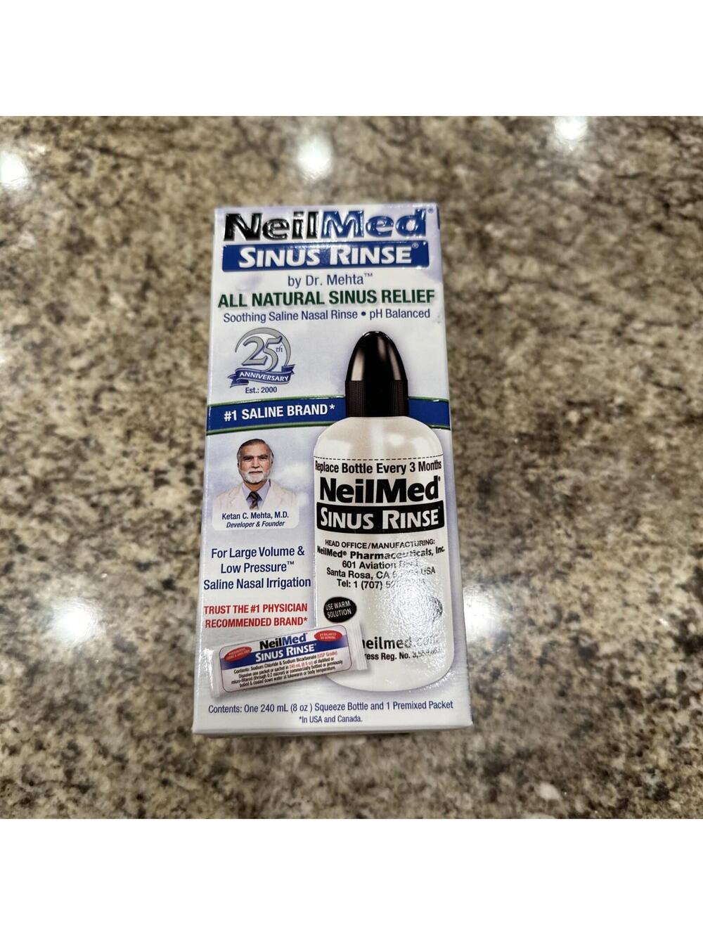 NeilMed Sinus Rinse 1 Squeeze Bottles 8 OZ+1 Packet Exp date: 09/2028